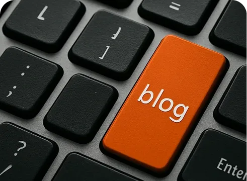 Teclado con tecla de blog destacada